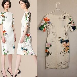 ZARA WOMAN Floral Print Butterfly Short Sleeve Sheath Dress Size M NWT